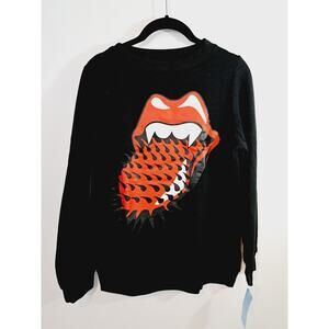 Rolling Stones New!! Black Long Sleeve Tongue Sweatshirt Size Small